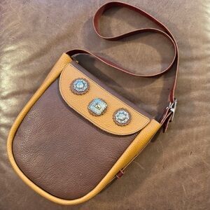 Western Tri-Tone Leather Crossbody Bag